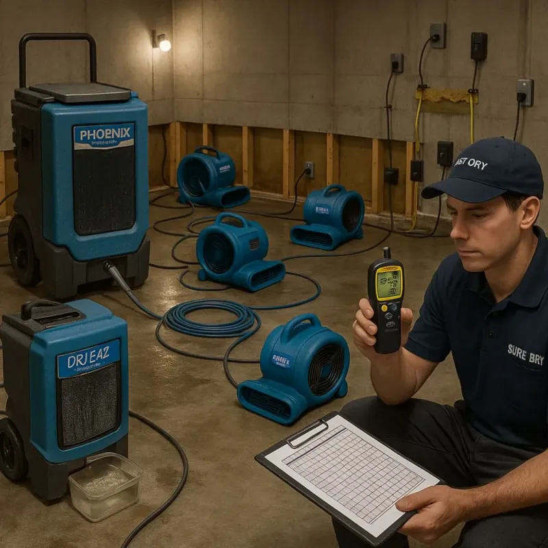 Structural Drying and Dehumidification process in Bevil Oaks, TX